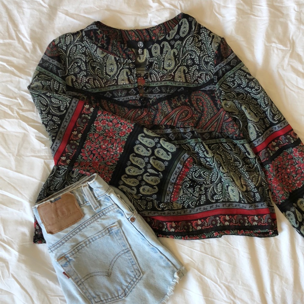GORGEOUS SHEER BLOUSE BOHO CROP TOP